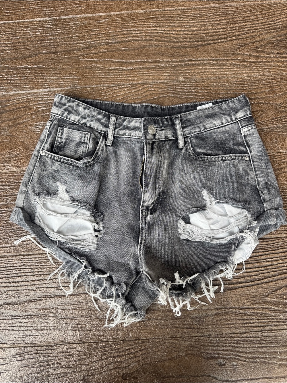 High-Waist Black Denim Shorts